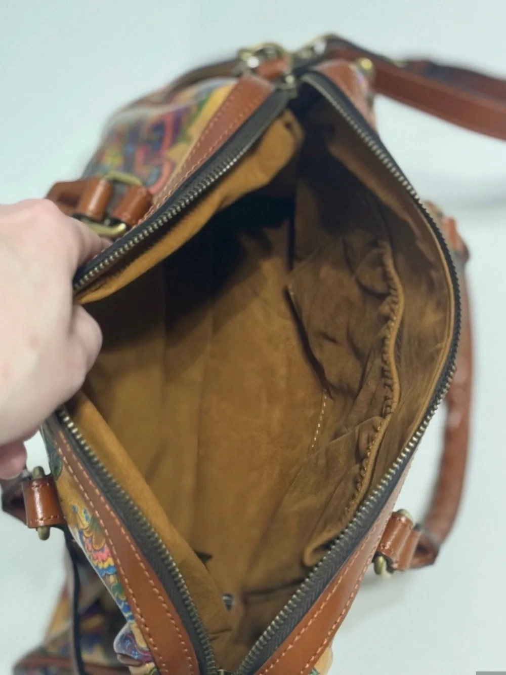 Patricia Nash Benvenuto Satchel Floral Print Leather Crossbody Bag